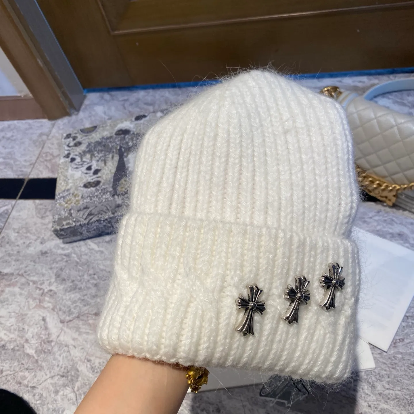 Crow Heart Rabbit Fur Knitted Hat